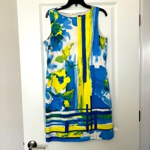 Women’s Blue Yellow Sleeveless Chetta B Dress - Size 10